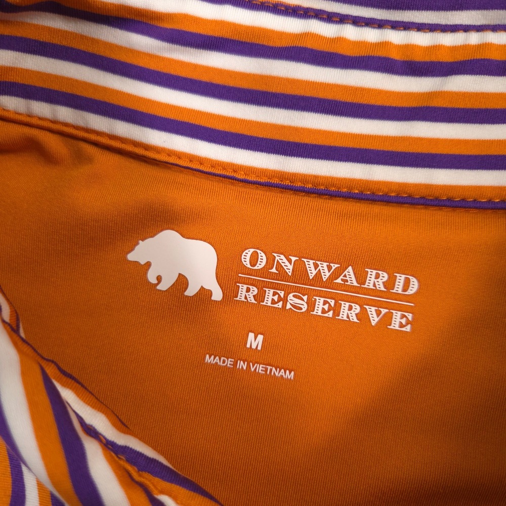 Onward Reserve Men's Orange Purple Striped Polo - Picture 6 of 8
